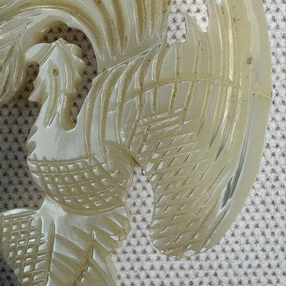 Vintage Carved Mother Of Pearl Rooster Brooch 2 5/8" - Picture 3 of 10